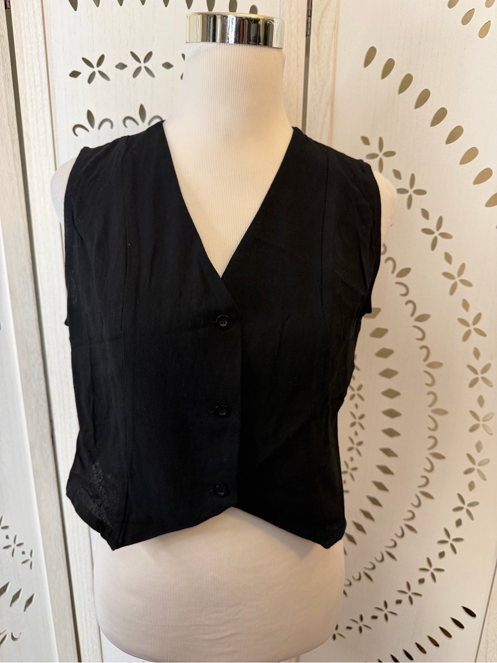 100% Cotton Crop Button Down Vest Top